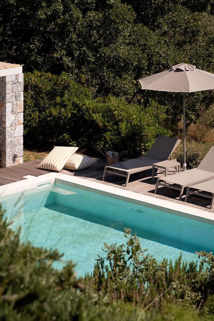Outdoor Pool Area at Eleonas Estate's Luxury Villa in Crete, Greece